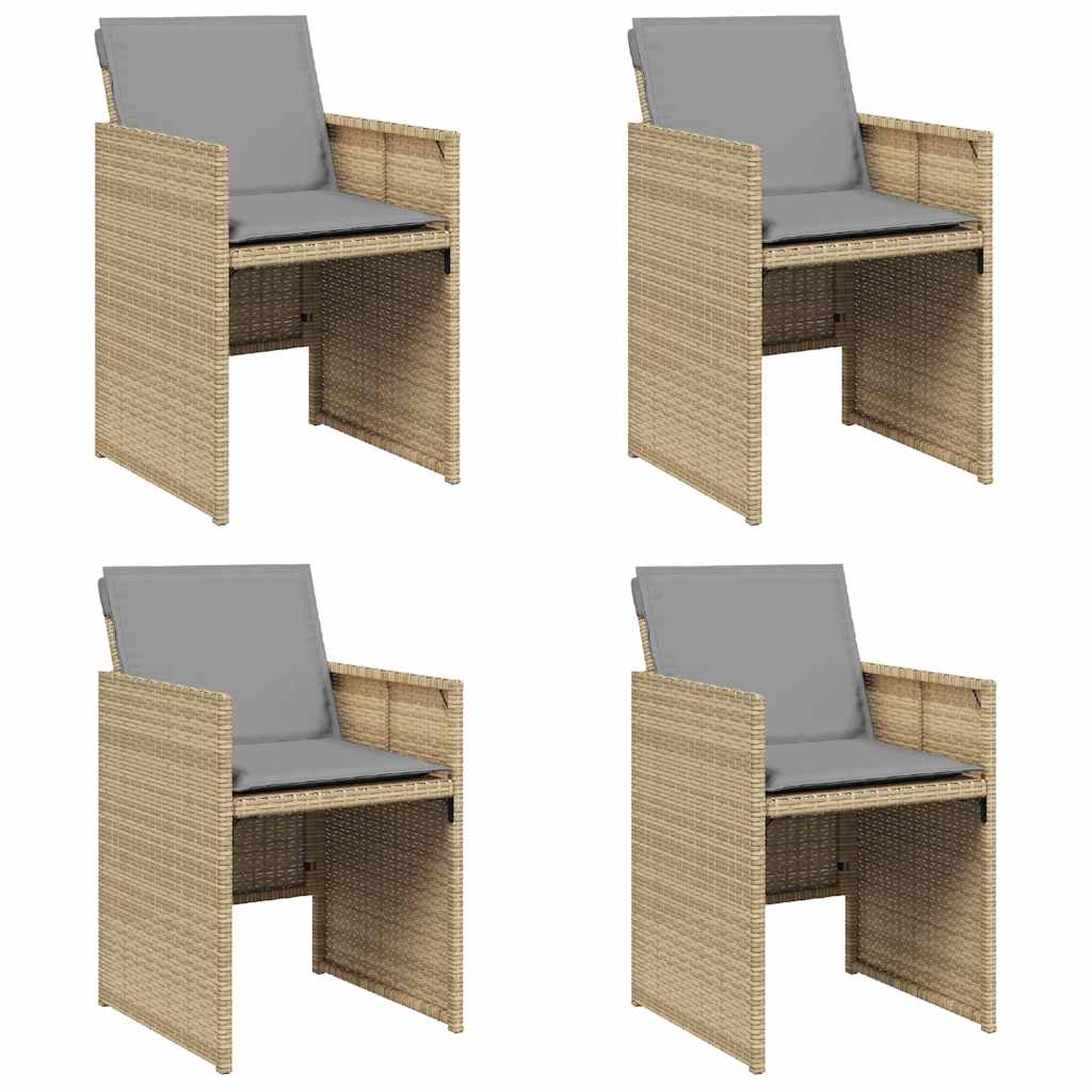 havestole 4 stk. med hynder polyrattan blandet beige