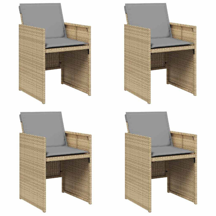 havestole 4 stk. med hynder polyrattan blandet beige