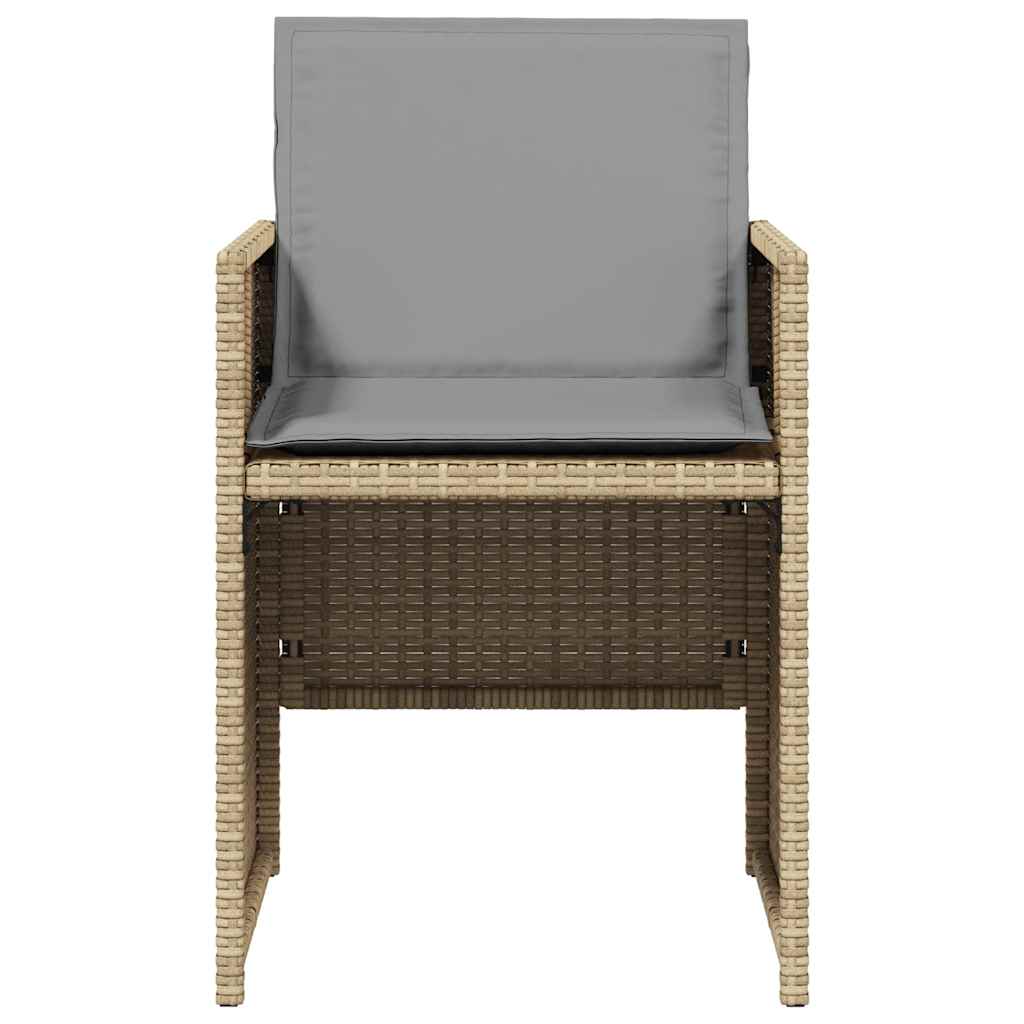 havestole 4 stk. med hynder polyrattan blandet beige