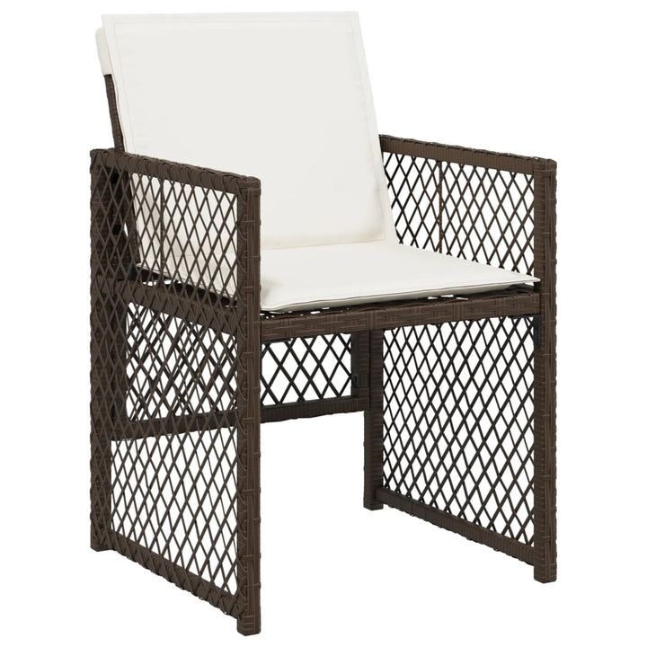 havestole 4 stk. med hynder polyrattan brun