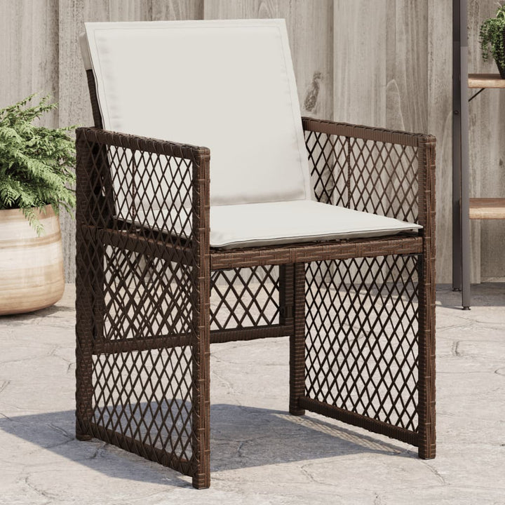 havestole 4 stk. med hynder polyrattan brun