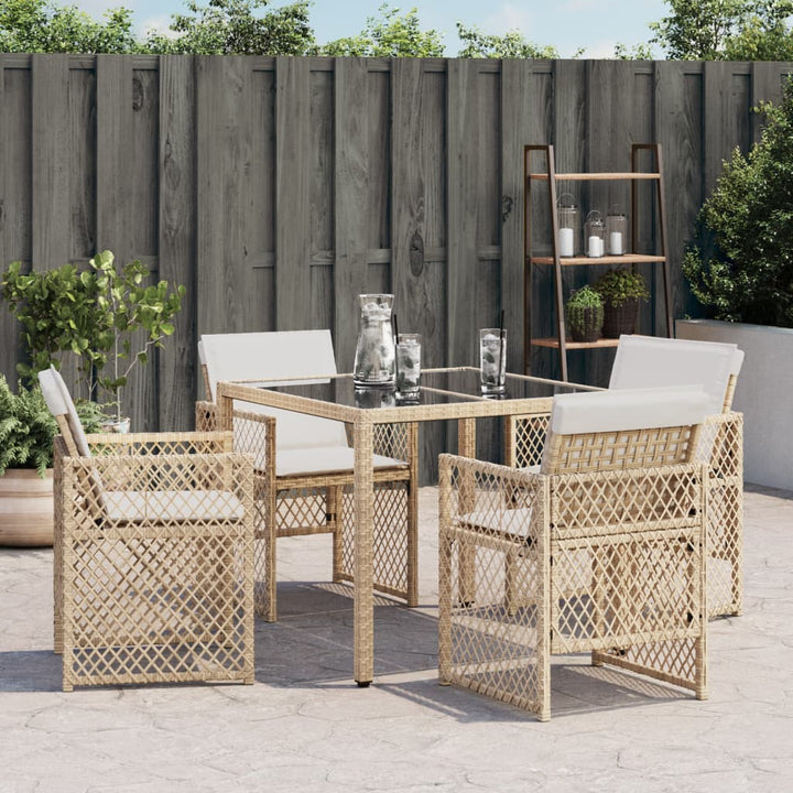 havestole 4 stk. med hynder polyrattan beige