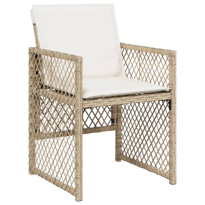 havestole 4 stk. med hynder polyrattan beige