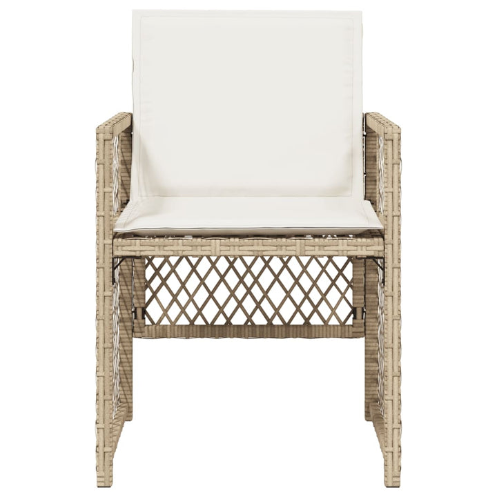 havestole 4 stk. med hynder polyrattan beige