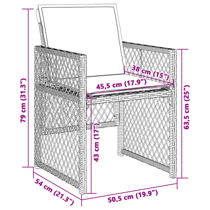havestole 4 stk. med hynder polyrattan beige