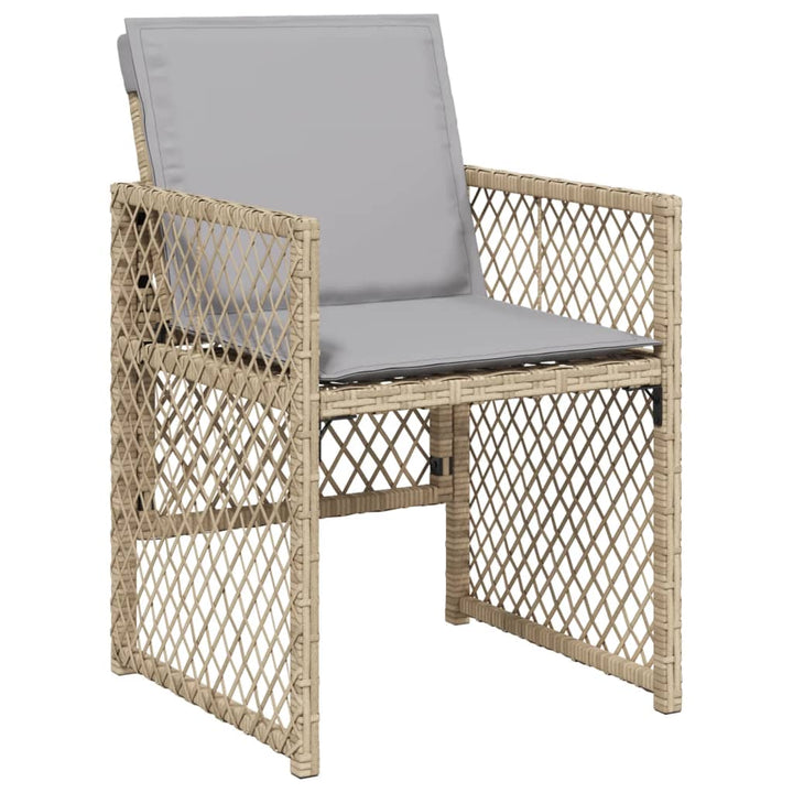 havestole 4 stk. med hynder polyrattan blandet beige