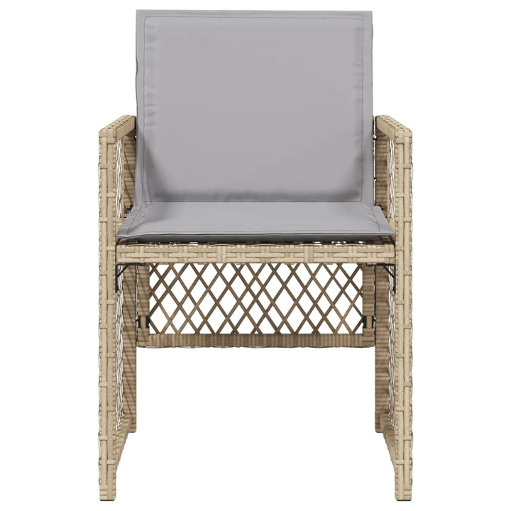 havestole 4 stk. med hynder polyrattan blandet beige
