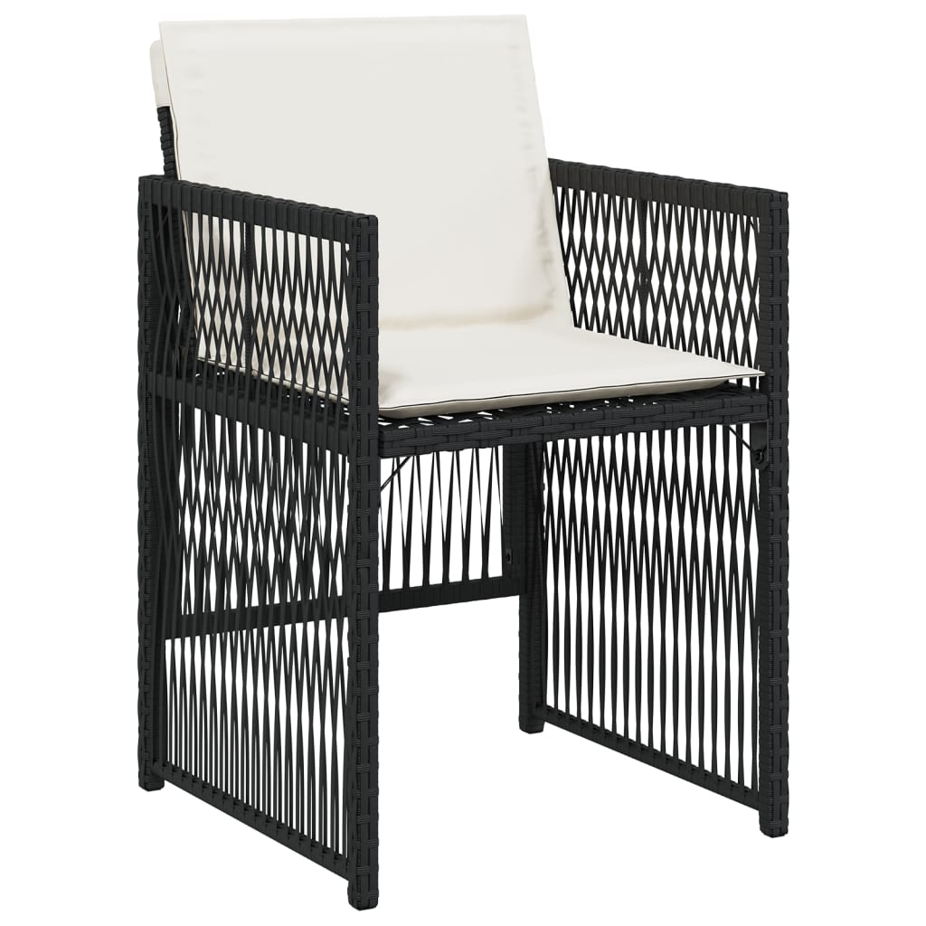 havestole med hynder 4 stk. polyrattan sort