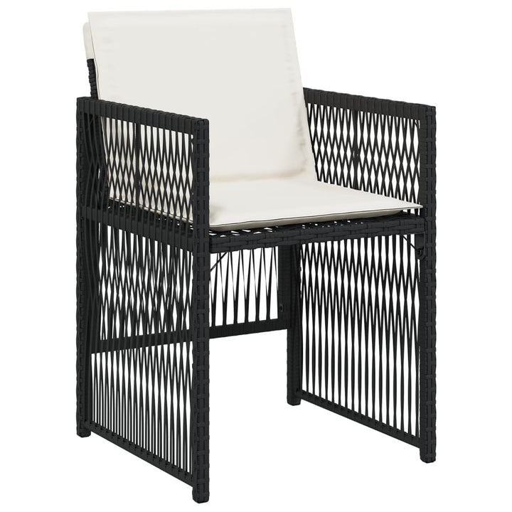 havestole med hynder 4 stk. polyrattan sort