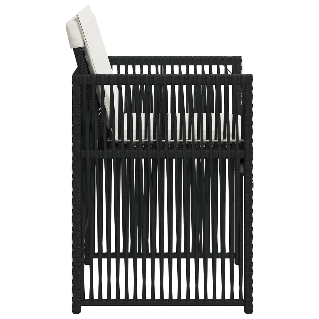 havestole med hynder 4 stk. polyrattan sort