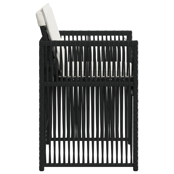 havestole med hynder 4 stk. polyrattan sort