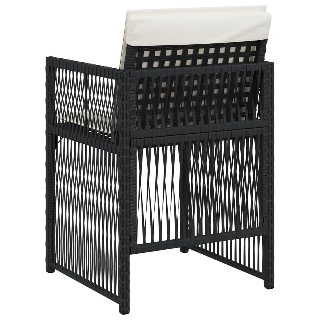 havestole med hynder 4 stk. polyrattan sort