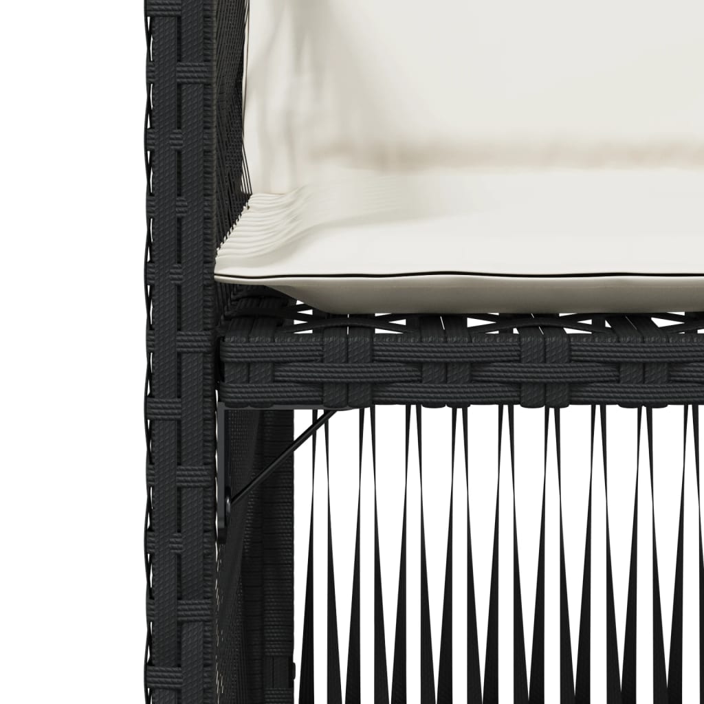 havestole med hynder 4 stk. polyrattan sort