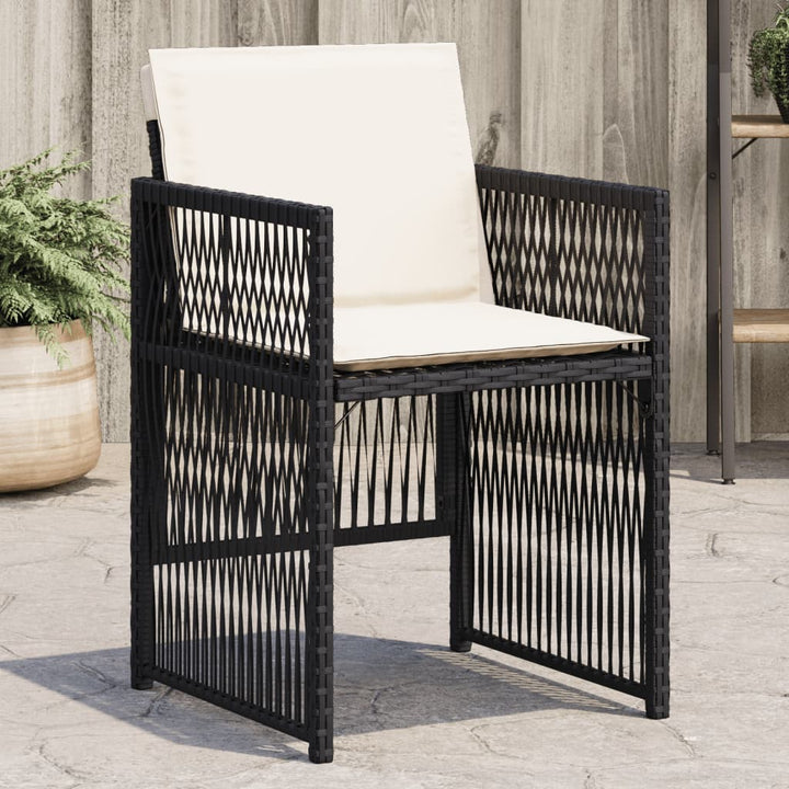 havestole med hynder 4 stk. polyrattan sort