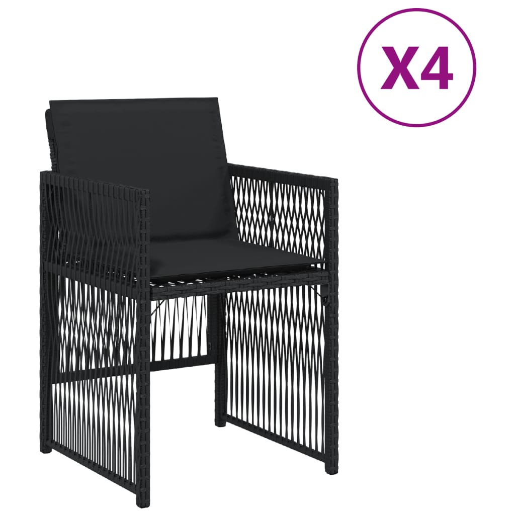 havestole med hynder 4 stk. polyrattan sort