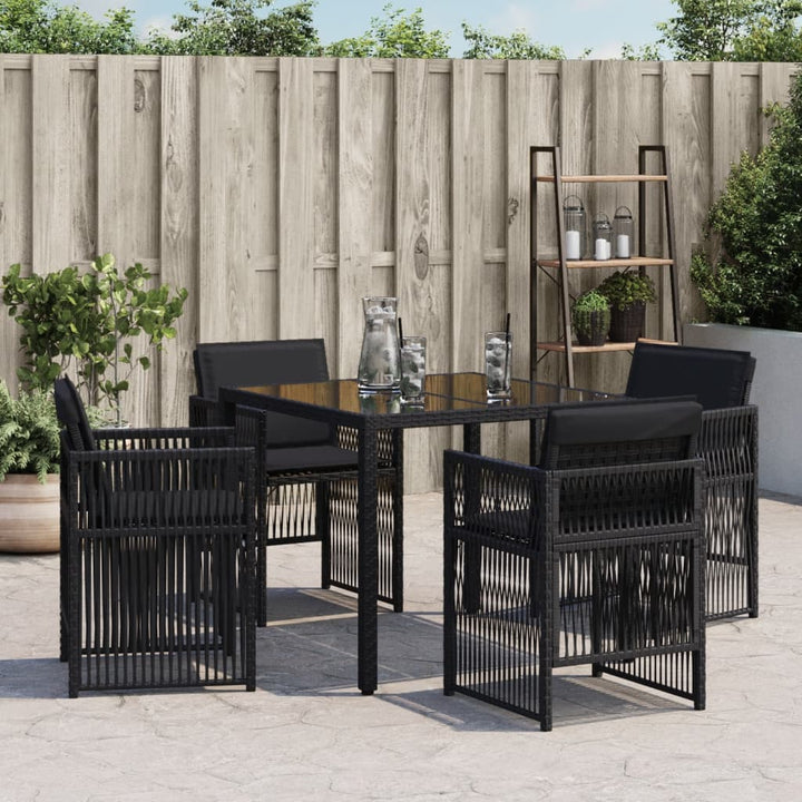 havestole med hynder 4 stk. polyrattan sort
