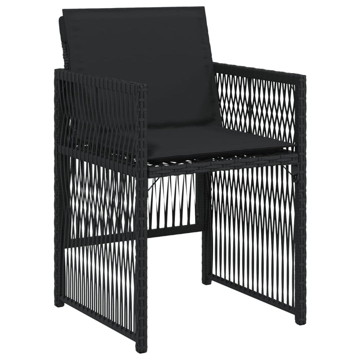 havestole med hynder 4 stk. polyrattan sort