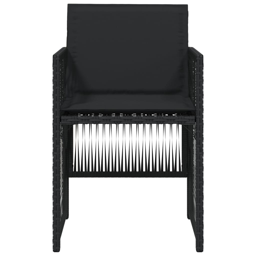 havestole med hynder 4 stk. polyrattan sort