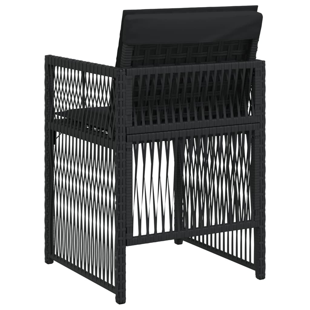 havestole med hynder 4 stk. polyrattan sort
