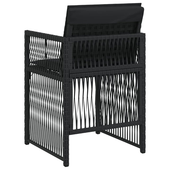havestole med hynder 4 stk. polyrattan sort