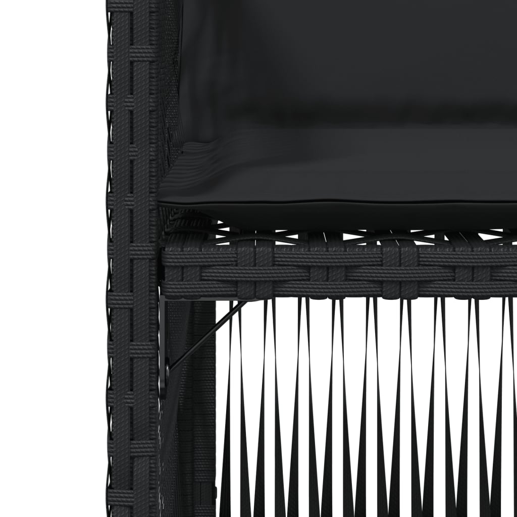 havestole med hynder 4 stk. polyrattan sort