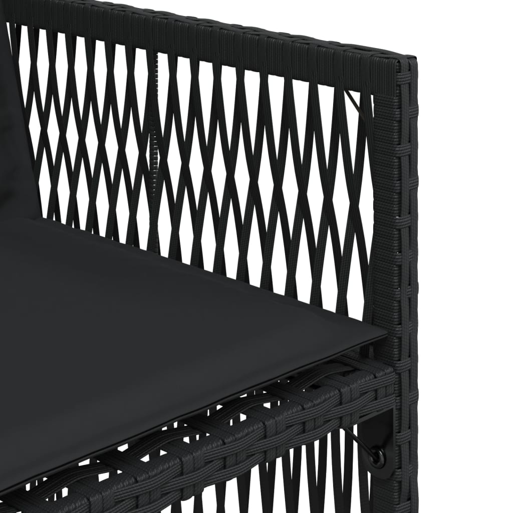 havestole med hynder 4 stk. polyrattan sort
