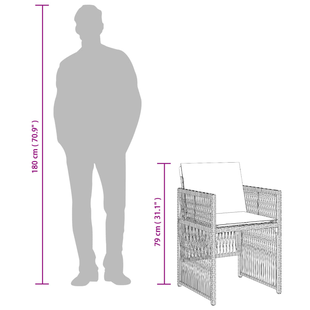 havestole med hynder 4 stk. polyrattan sort