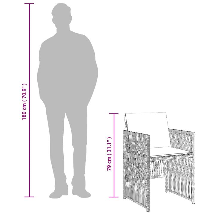havestole med hynder 4 stk. polyrattan grå
