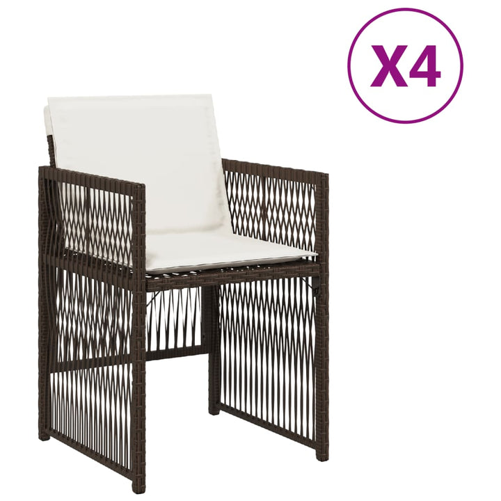 havestole 4 stk. med hynder polyrattan brun