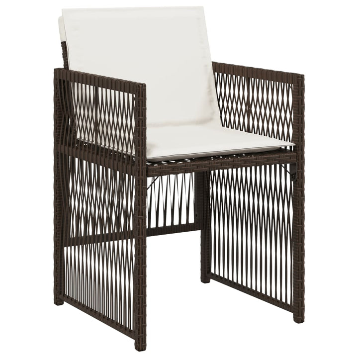 havestole 4 stk. med hynder polyrattan brun
