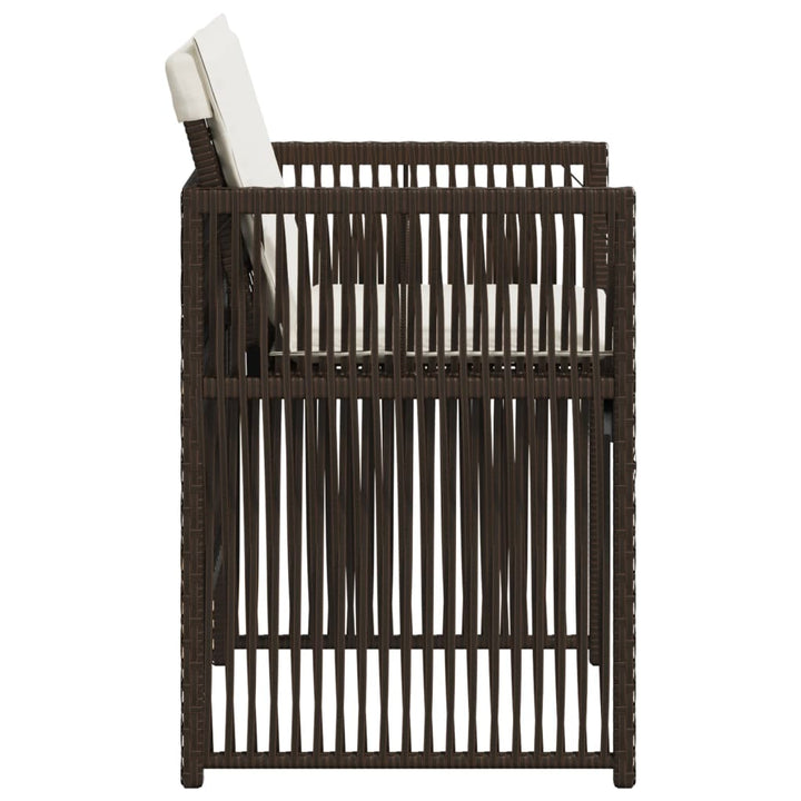 havestole 4 stk. med hynder polyrattan brun