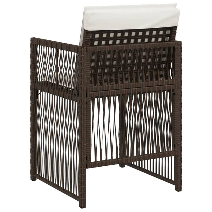 havestole 4 stk. med hynder polyrattan brun