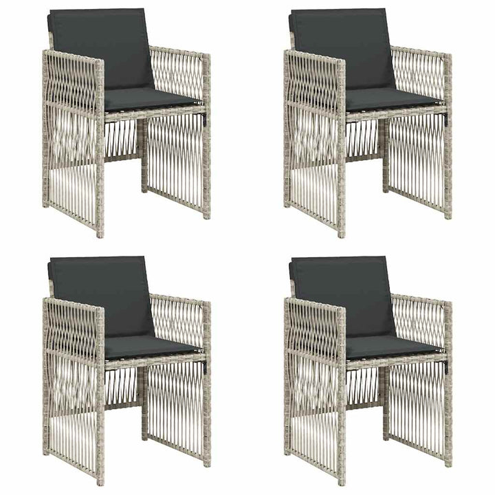 havestole 4 stk. med hynder polyrattan lysegrå