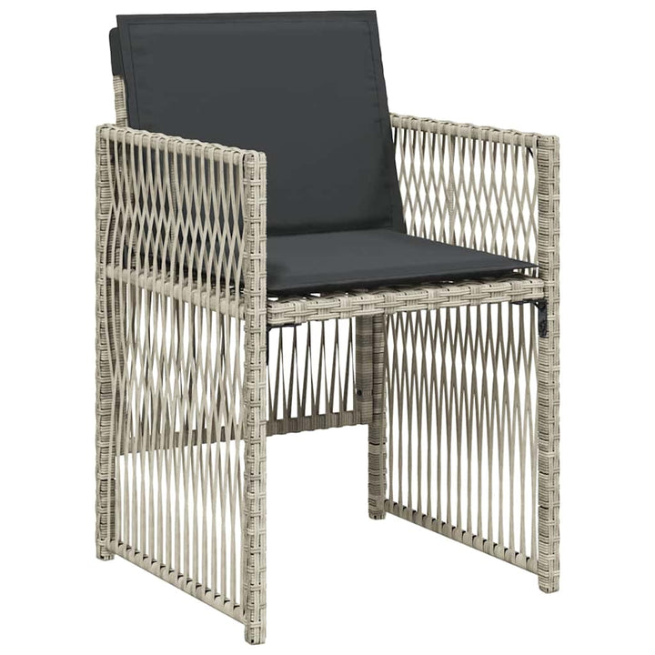 havestole 4 stk. med hynder polyrattan lysegrå