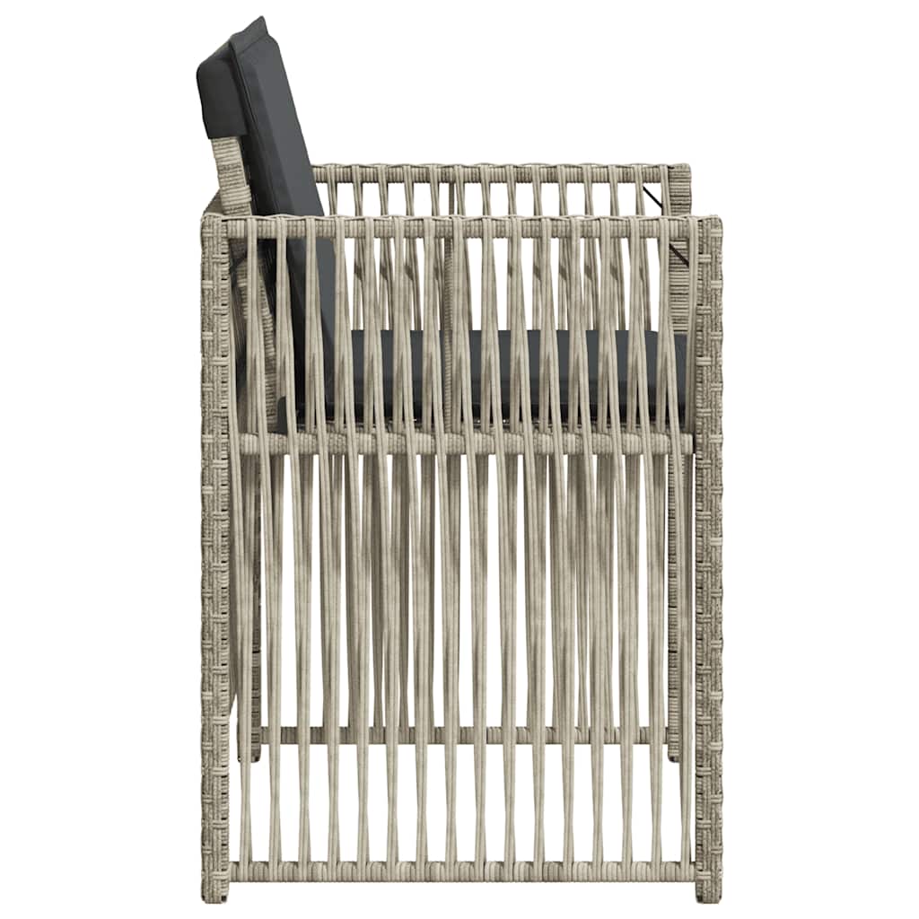 havestole 4 stk. med hynder polyrattan lysegrå