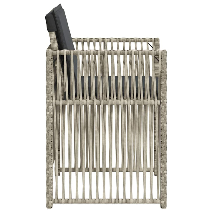 havestole 4 stk. med hynder polyrattan lysegrå