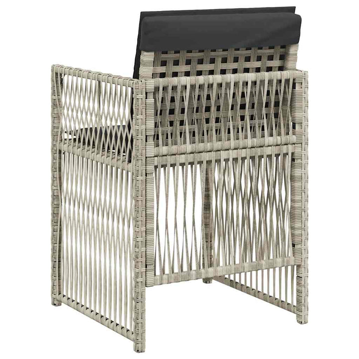 havestole 4 stk. med hynder polyrattan lysegrå