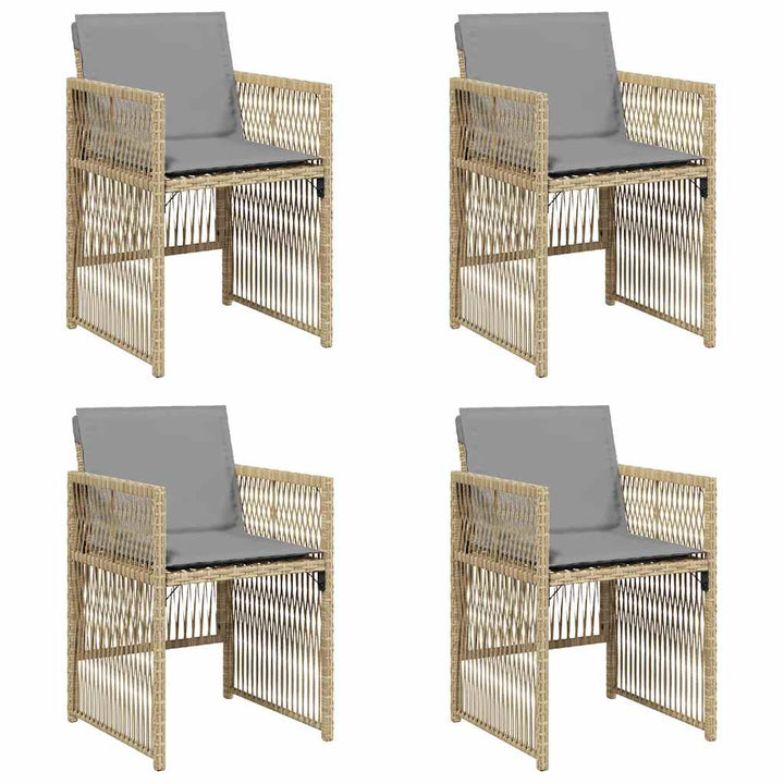 havestole 4 stk. med hynder polyrattan blandet beige