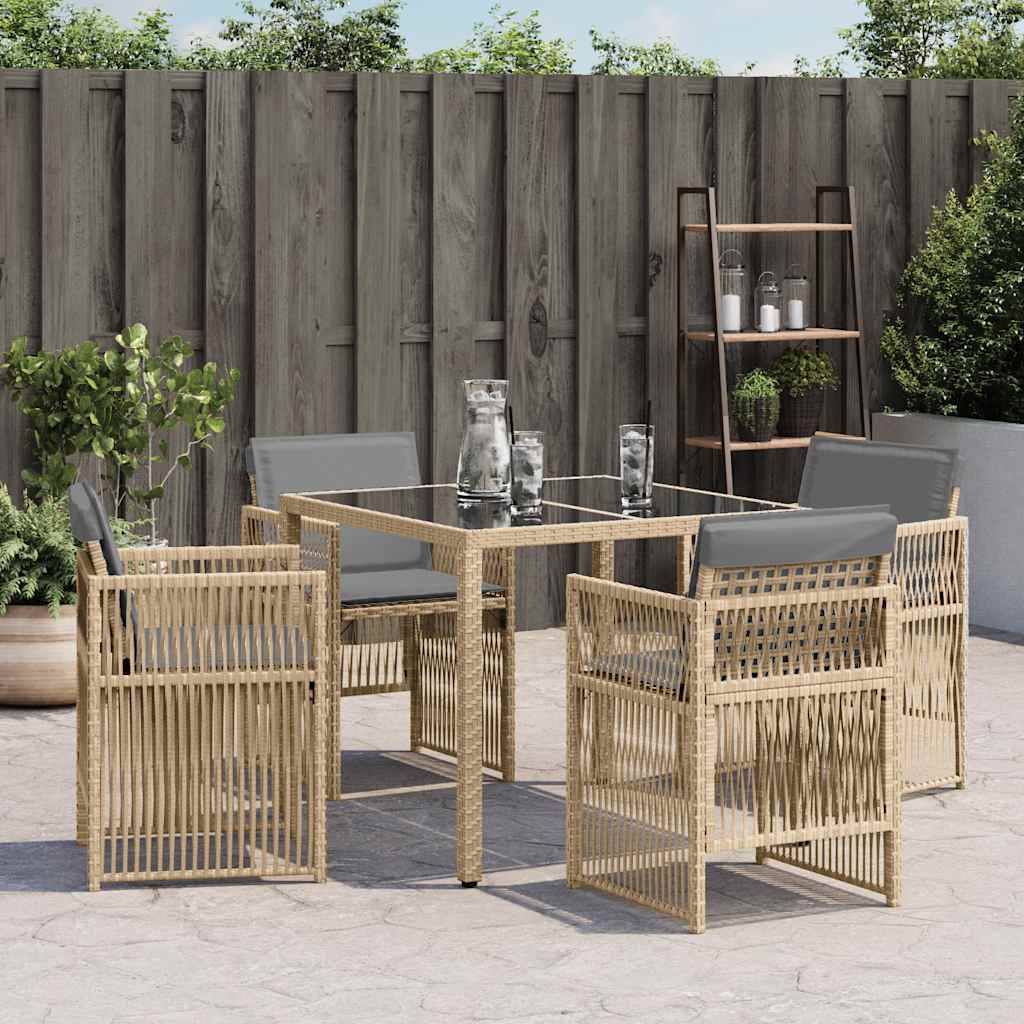 havestole 4 stk. med hynder polyrattan blandet beige