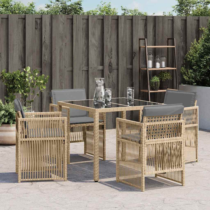 havestole 4 stk. med hynder polyrattan blandet beige