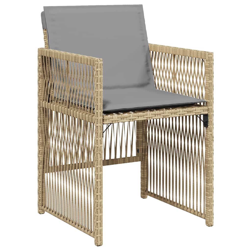 havestole 4 stk. med hynder polyrattan blandet beige