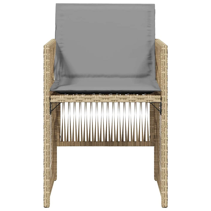 havestole 4 stk. med hynder polyrattan blandet beige