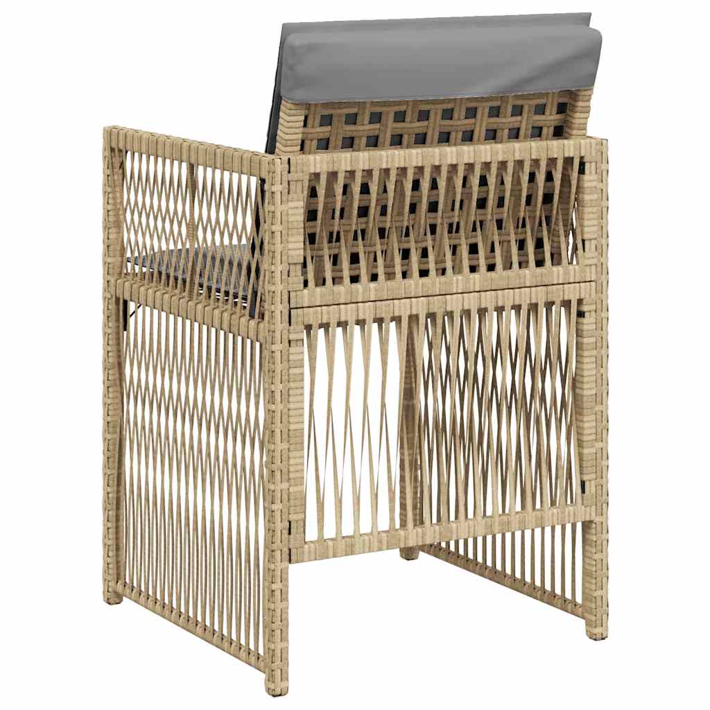 havestole 4 stk. med hynder polyrattan blandet beige
