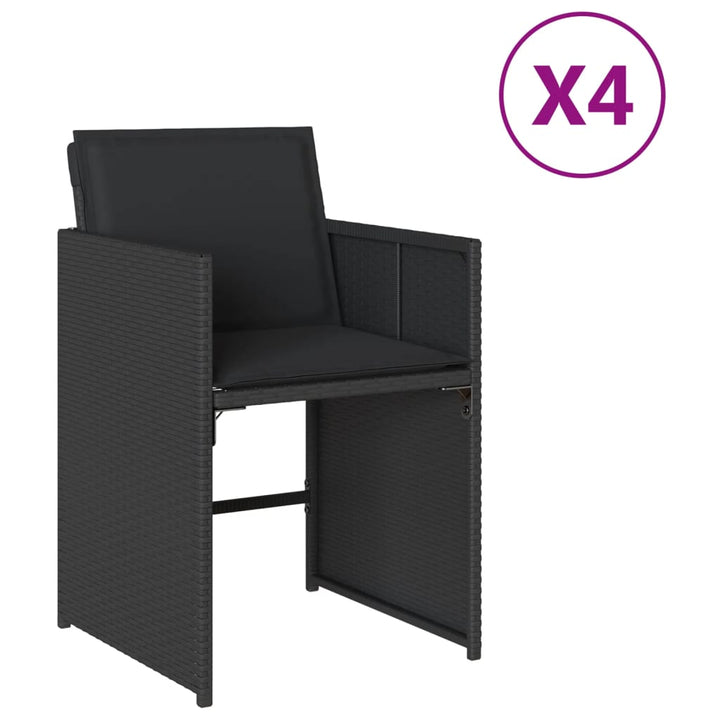 havestole med hynder 4 stk. polyrattan sort