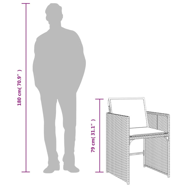 havestole med hynder 4 stk. polyrattan sort