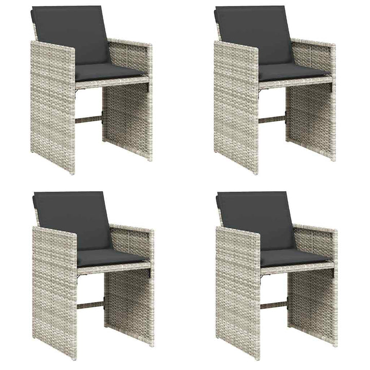 havestole 4 stk. med hynder polyrattan lysegrå