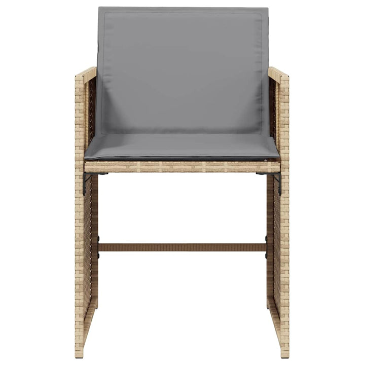 havestole 4 stk. med hynder polyrattan blandet beige