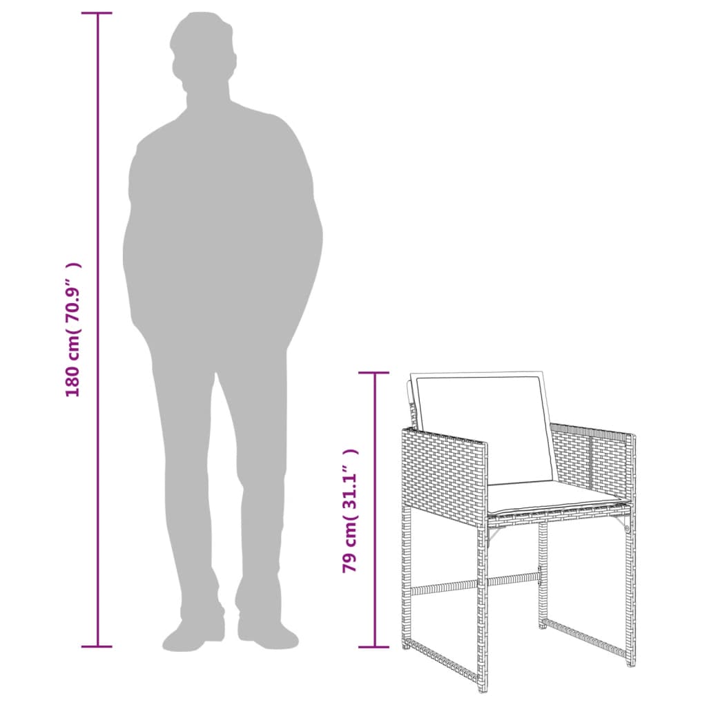 havestole med hynder 4 stk. polyrattan sort