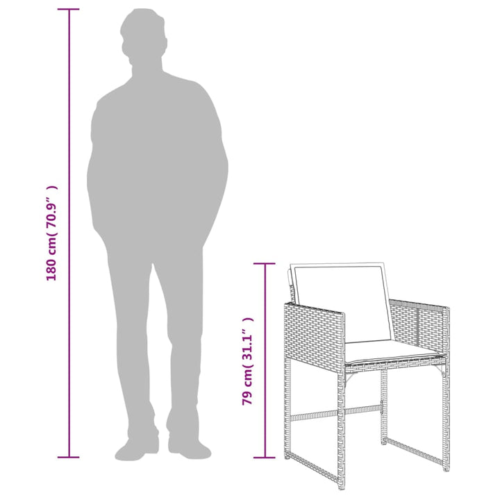 havestole med hynder 4 stk. polyrattan sort