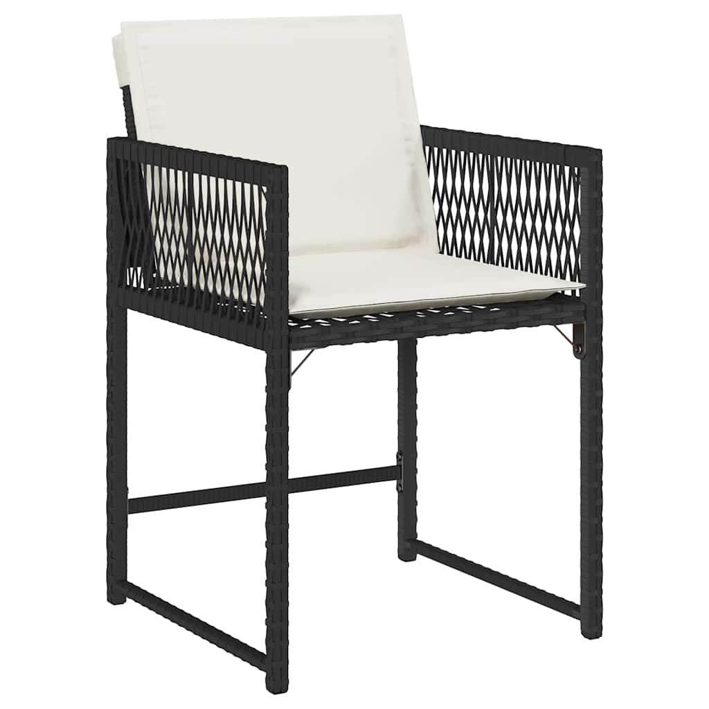 havestole med hynder 4 stk. polyrattan sort